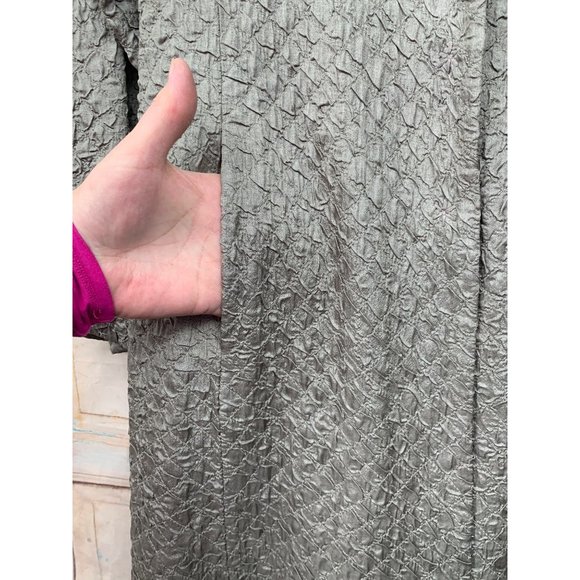 Eileen Fisher Womans Small Crinkle Jacket Pockets Magnetic Snap Closure Gray Sag - Picture 4 of 12